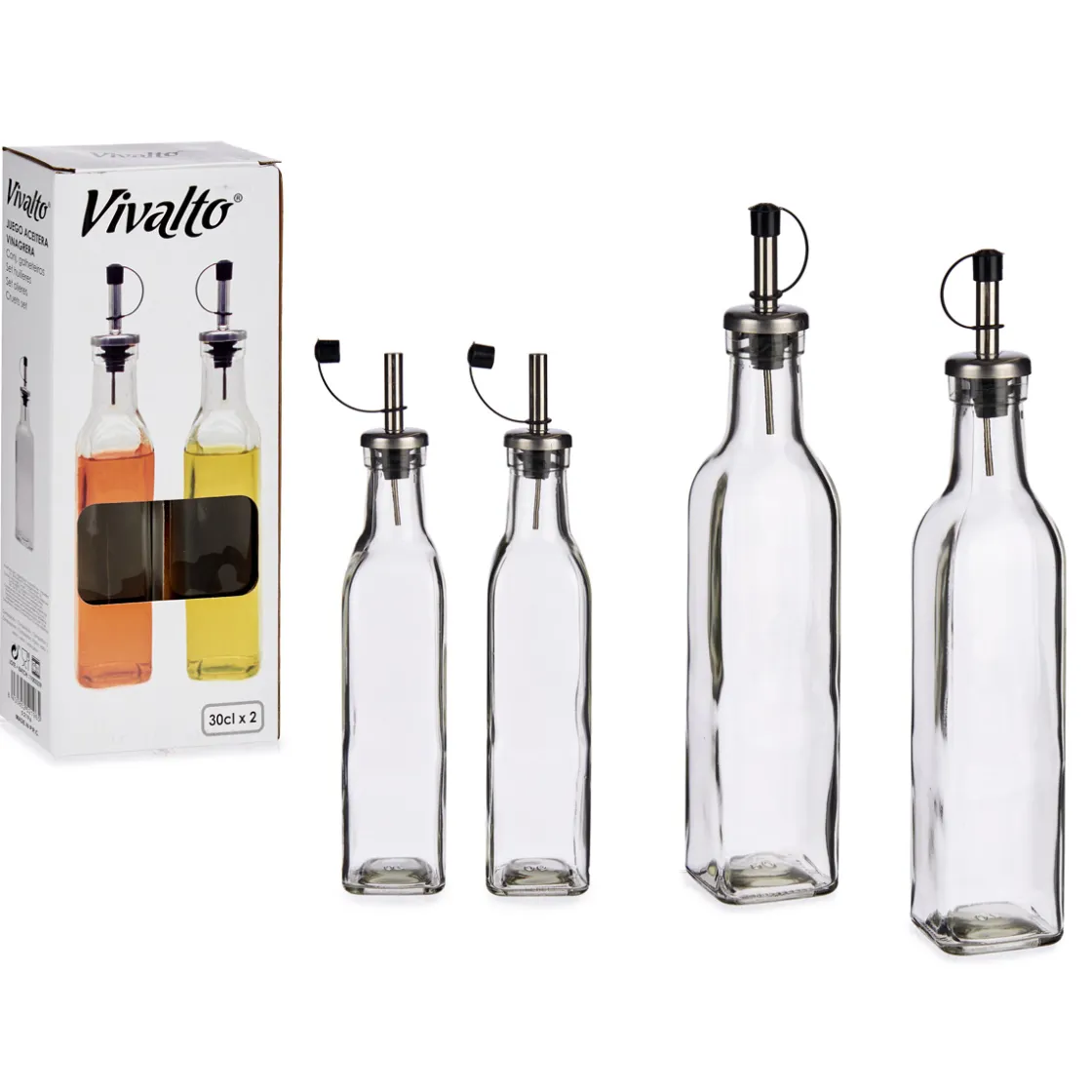 Vinagreras, Azucareros, Saleros Y Pimenteros>Aceitera+Vinagrera Tapa Inoxidable 30Cl
