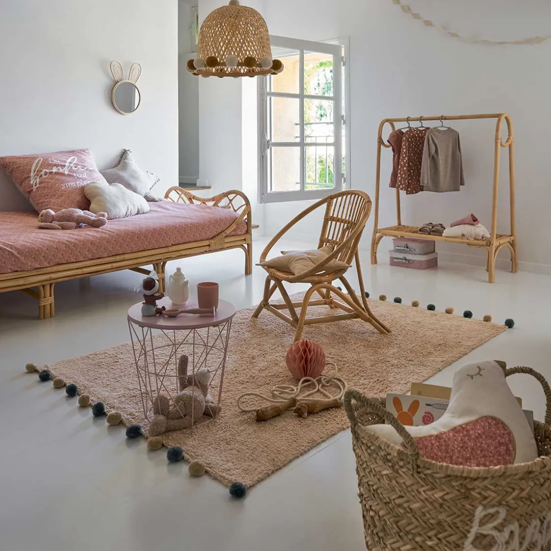 atmosphera4kids Téxtil>Alfombra Beige Con Pompones 100x150M