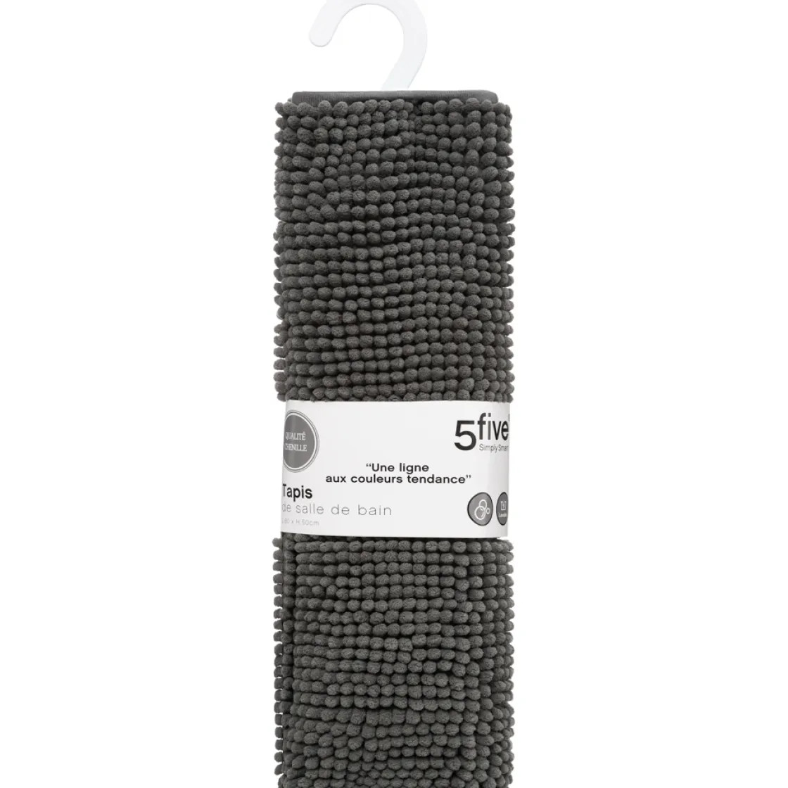 5five Alfombras De Baño>Alfombra De Baño Chenilla Gris 80x50Cm