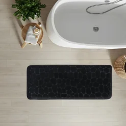 Alfombras De Baño>Alfombra de baño microfibra MEMOIRE negro 45x120cm