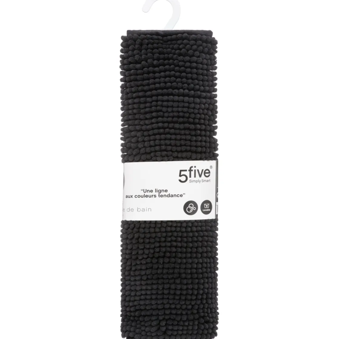 5five Alfombras De Baño>Alfombra De Baño Negra Chenilla 80x50Cm