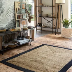 atmosphera Alfombras Decorativas>Alfombra de yute natural/negro 120x170cm