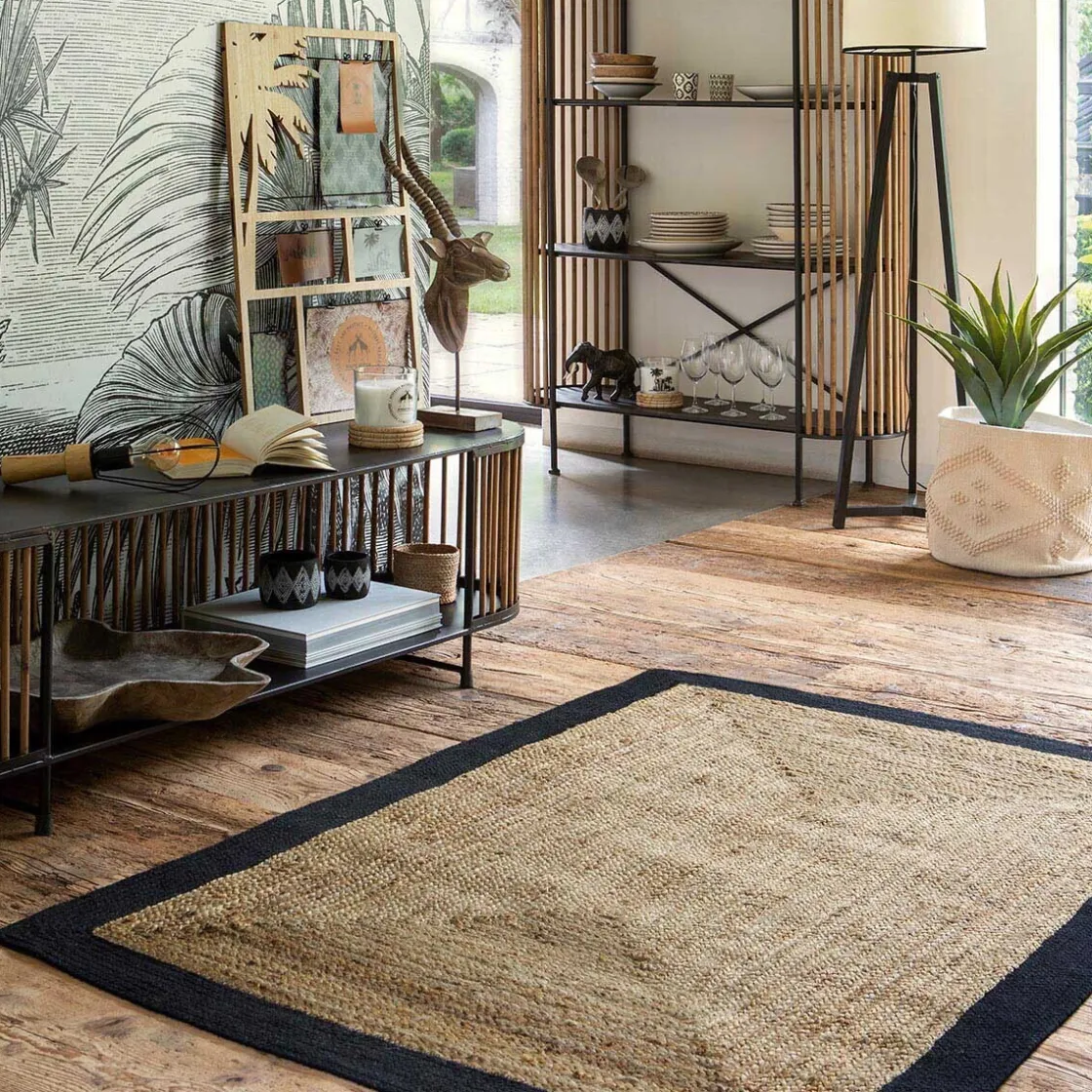 atmosphera Alfombras Decorativas>Alfombra de yute natural/negro 120x170cm