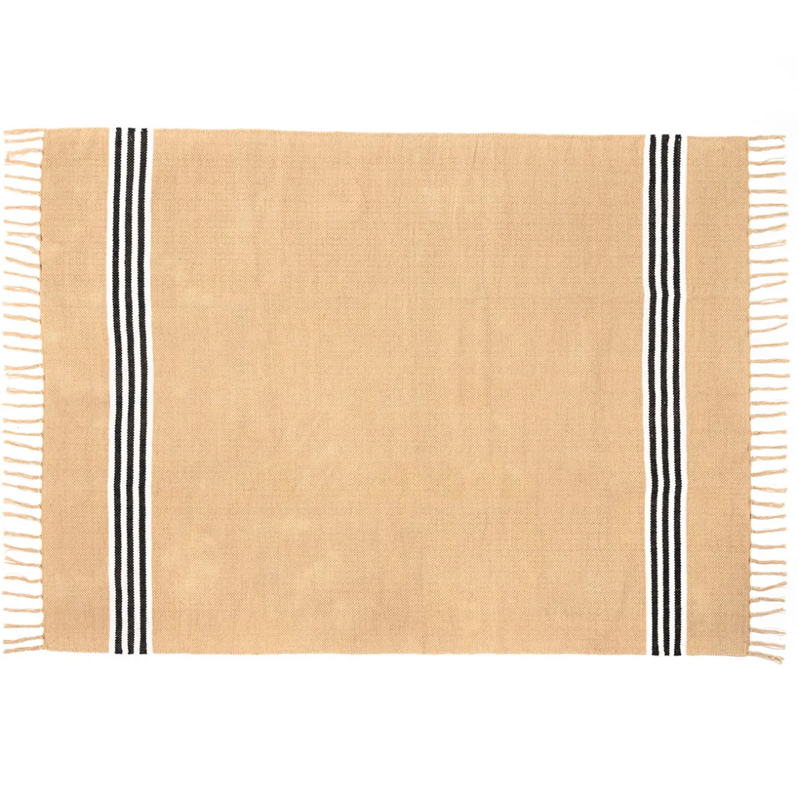 Alfombras Decorativas>Alfombra Inuit Crudo Y Negro Con Flecos 120x160cm