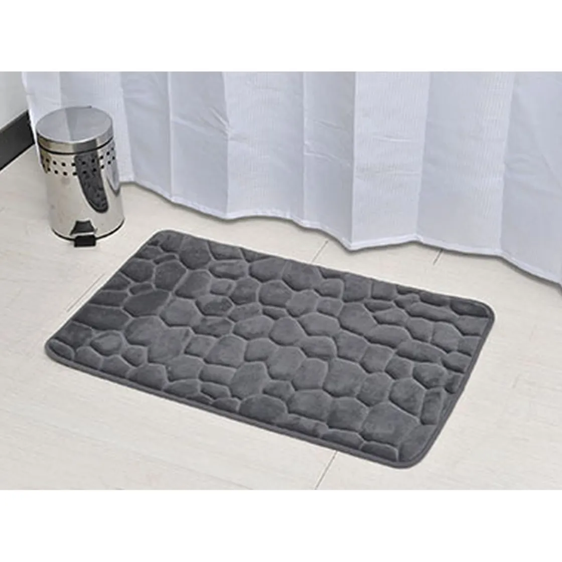 Alfombras De Baño>Alfombra microfibra MEMOIRE gris oscuro