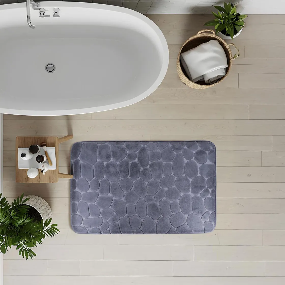 Alfombras De Baño>Alfombra microfibra MEMOIRE gris oscuro
