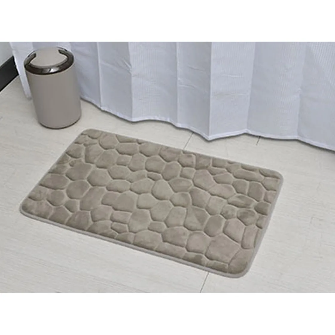 Alfombras De Baño>Alfombra microfibra MEMOIRE gris pardo