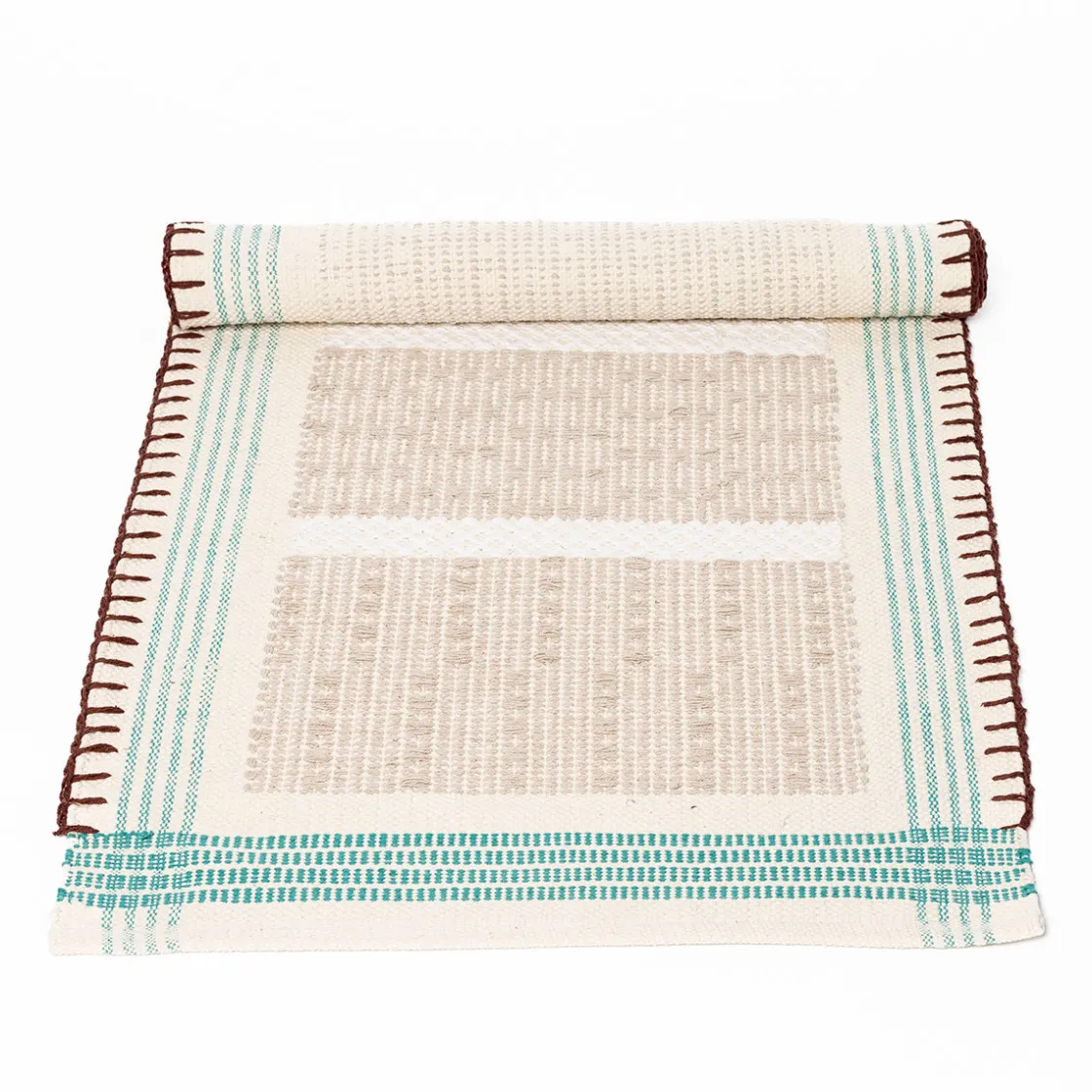 hôma Textil De Cocina>Alfombra WONJA taupe y azul 60x150cm