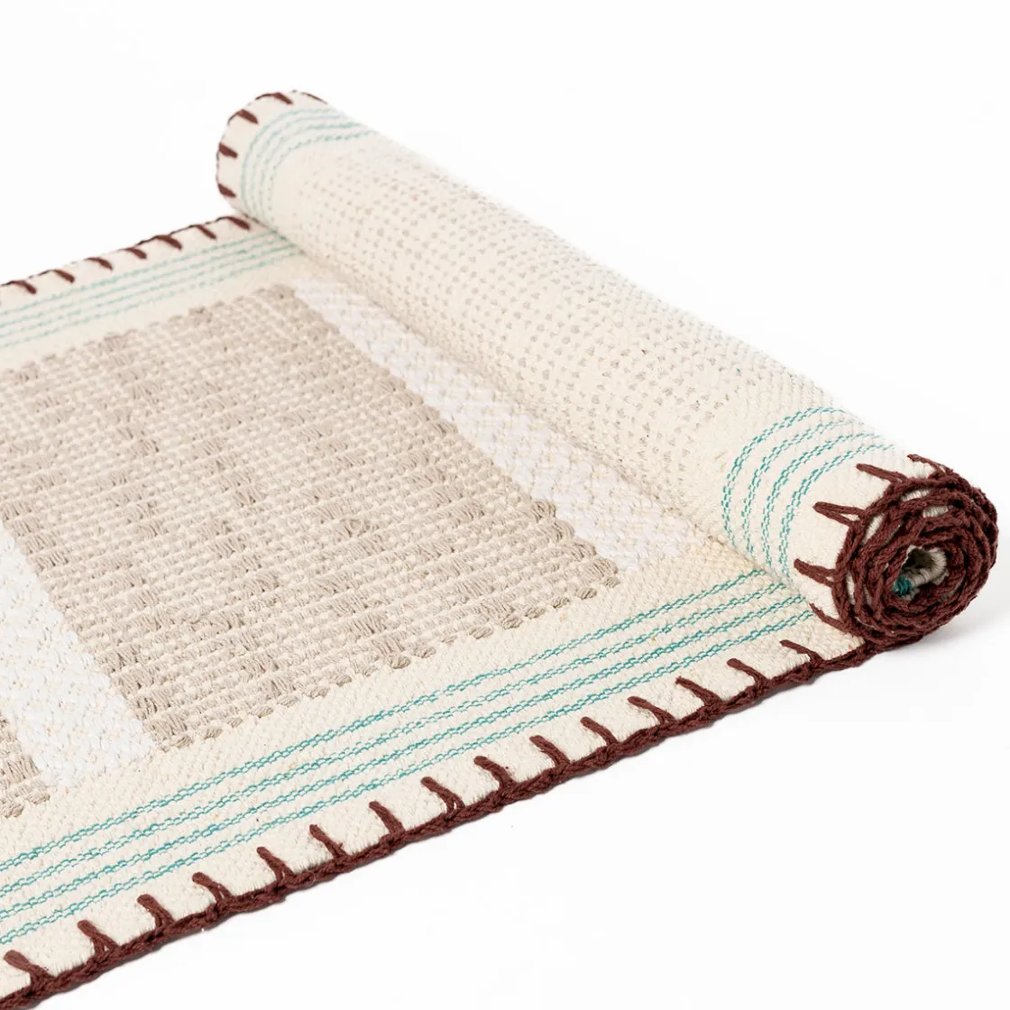 hôma Textil De Cocina>Alfombra WONJA taupe y azul 60x150cm