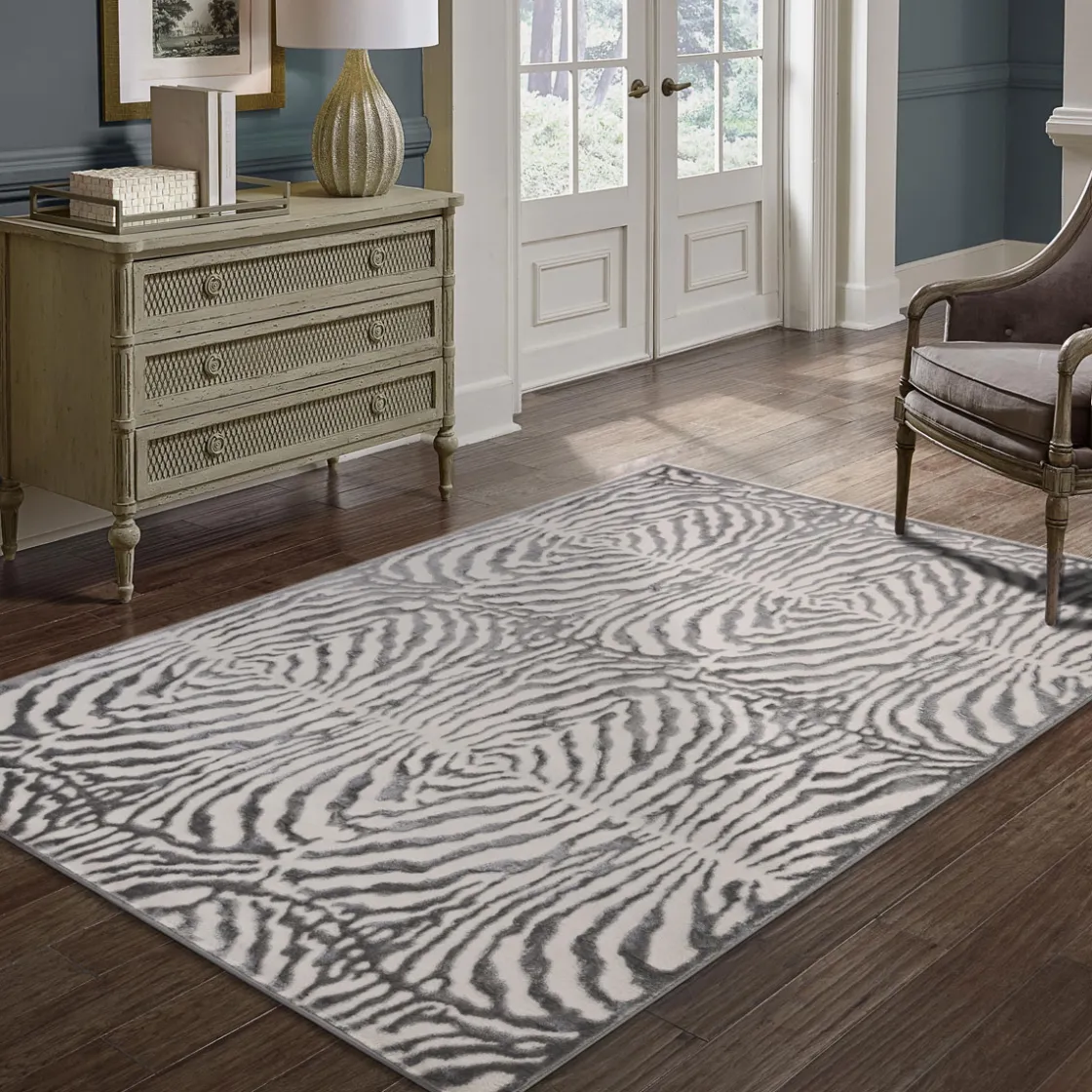 Alfombras Decorativas>Alfombra Zaha Gris Cebra 240x340Cm