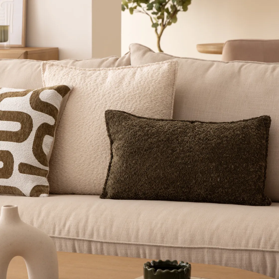 atmosphera Cojines Y Fundas Decorativas>Almohada Bouclette Verde Caqui Automne 30x50cm