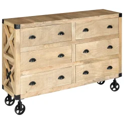 atmosphera Aparadores Y Consolas|Estilo Industrial>Aparador Silas Marrón De Madera Con 6 Cajones