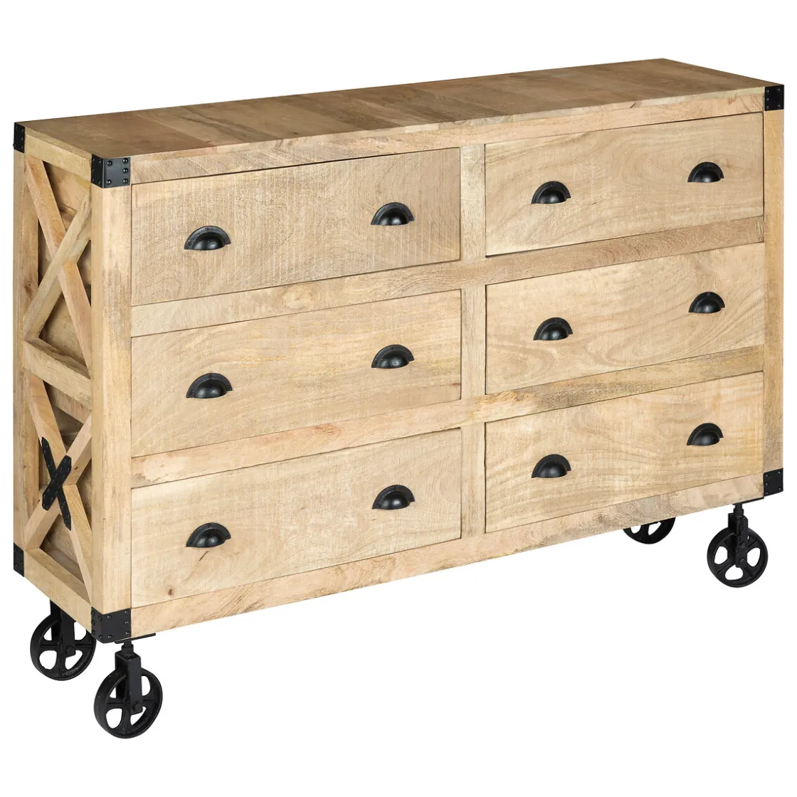 atmosphera Aparadores Y Consolas|Estilo Industrial>Aparador Silas Marrón De Madera Con 6 Cajones