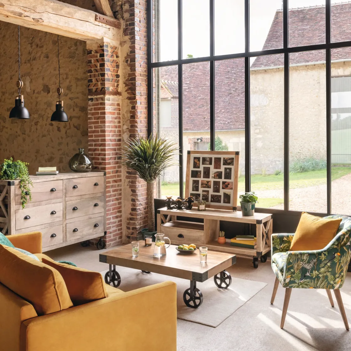 atmosphera Aparadores Y Consolas|Estilo Industrial>Aparador Silas Marrón De Madera Con 6 Cajones