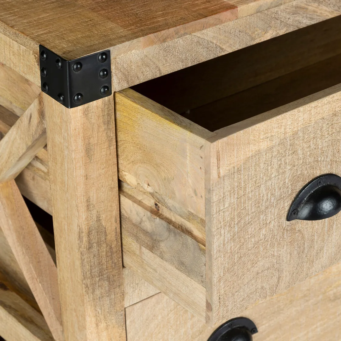 atmosphera Aparadores Y Consolas|Estilo Industrial>Aparador Silas Marrón De Madera Con 6 Cajones