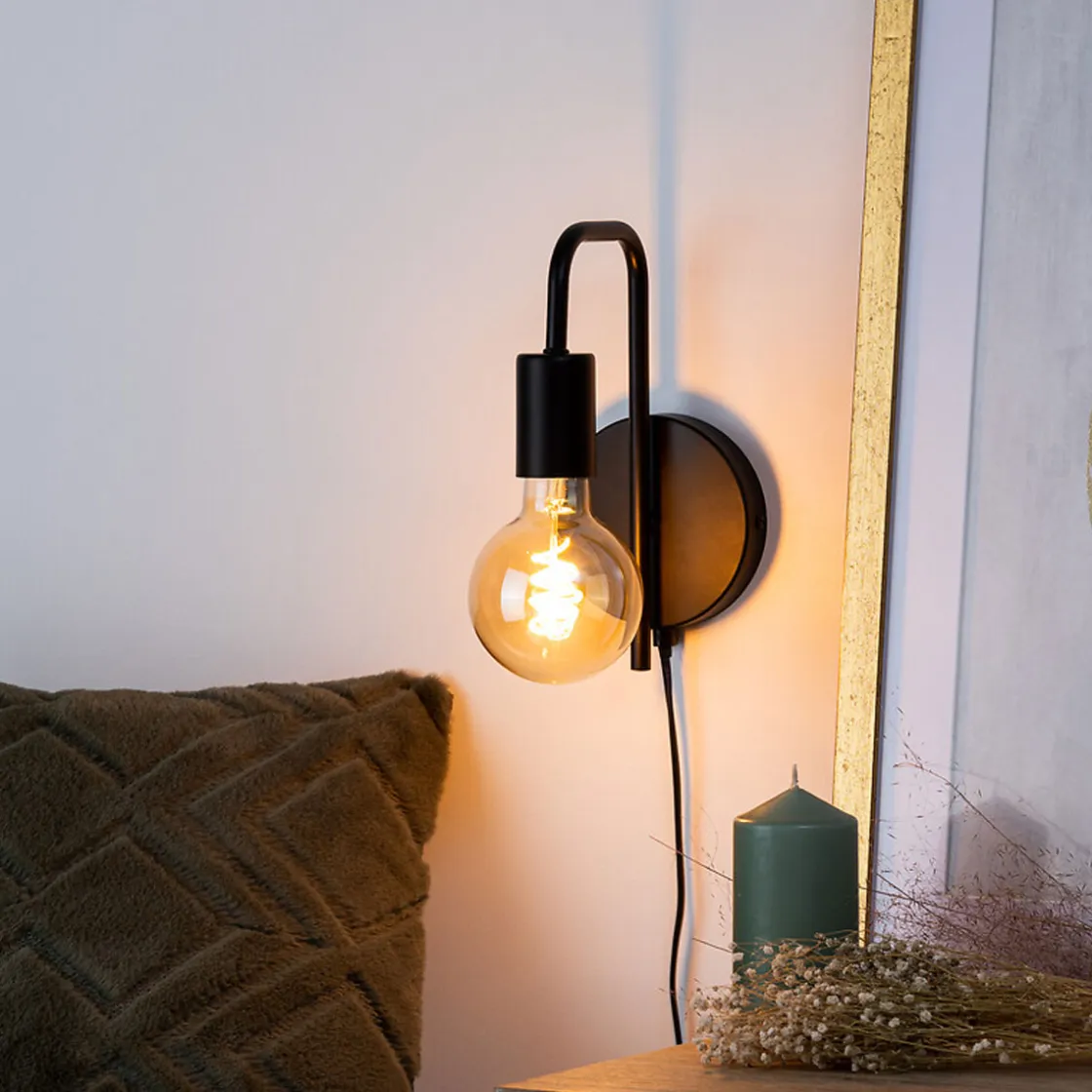 atmosphera Lámparas De Pared>Aplique de pared KELY negro de metal