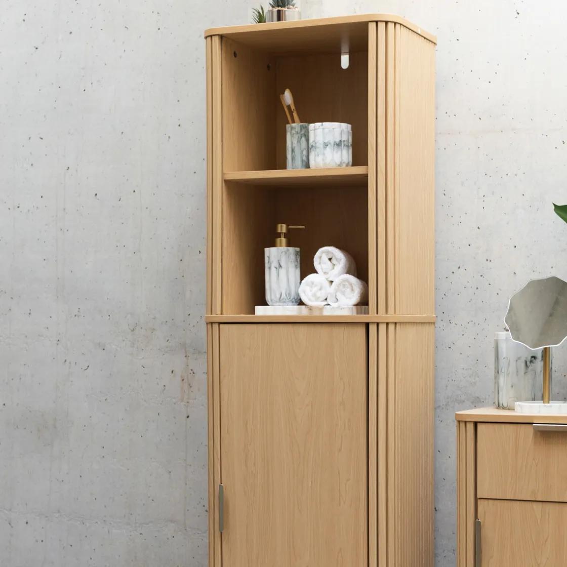 5five Muebles Con Lavabo Y Auxiliares>Armario alto con 1 puerta LIORA marrón