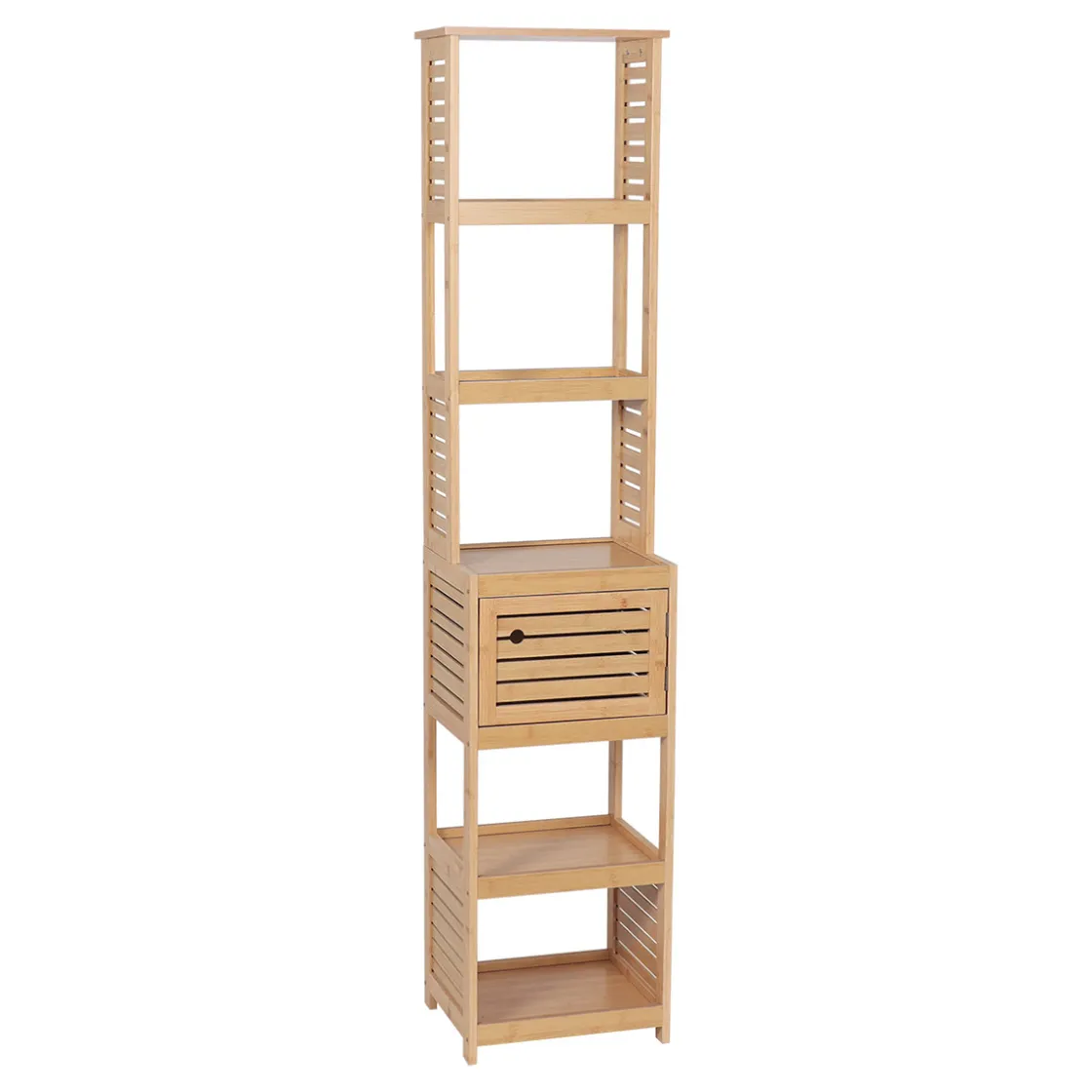 Muebles Con Lavabo Y Auxiliares>Armario alto de baño TRINIDAD de mdf y bambú