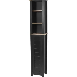 Muebles Con Lavabo Y Auxiliares>Armario alto wc ROMA negro y márron 173cm