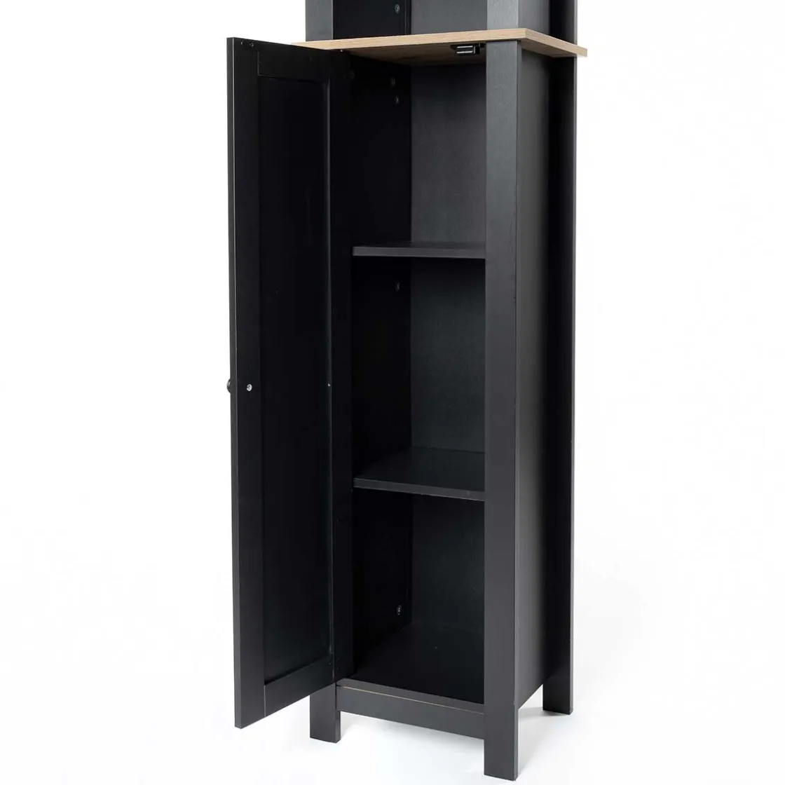 Muebles Con Lavabo Y Auxiliares>Armario alto wc ROMA negro y márron 173cm