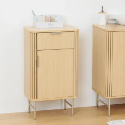 5five Muebles Con Lavabo Y Auxiliares>Armario con 1 puerta y cajón LIORA marrón