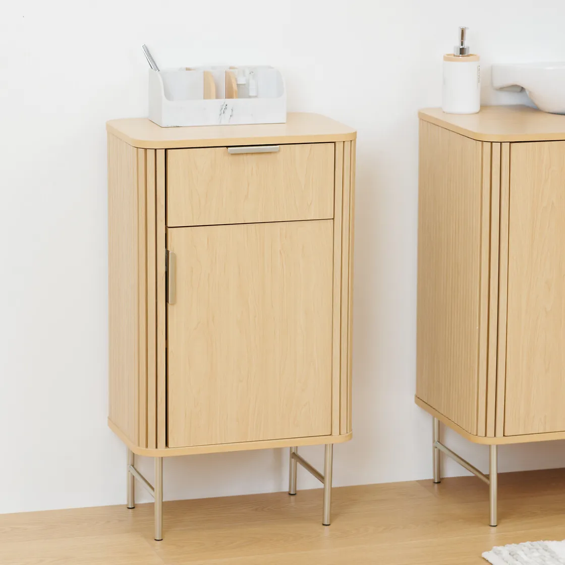 5five Muebles Con Lavabo Y Auxiliares>Armario con 1 puerta y cajón LIORA marrón