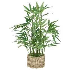 atmosphera Plantas Y Flores Artificiales|Estilo Oriental>Bambú artificial con cesto de rafia