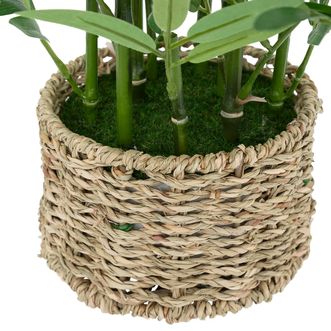 atmosphera Plantas Y Flores Artificiales|Estilo Oriental>Bambú artificial con cesto de rafia