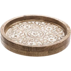 atmosphera Accesorios|Estilo Étnico>Bandeja De Madera Tamaño 1/2 22.5x4Cm