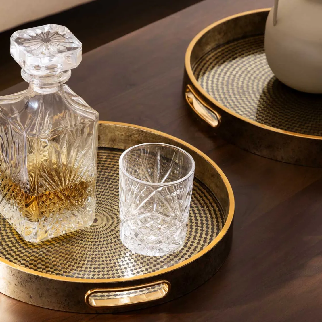 atmosphera Accesorios|Estilo Contemporaneo>Bandeja De Vidrio Elya Dorado