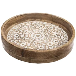 atmosphera Accesorios|Estilo Étnico>Bandeja Decorativa De Madera 34.5x6Cm