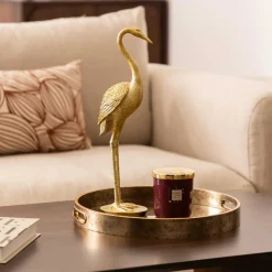 atmosphera Accesorios|Estilo Contemporaneo>Bandeja Elya De Vidrio Dorado 31cm