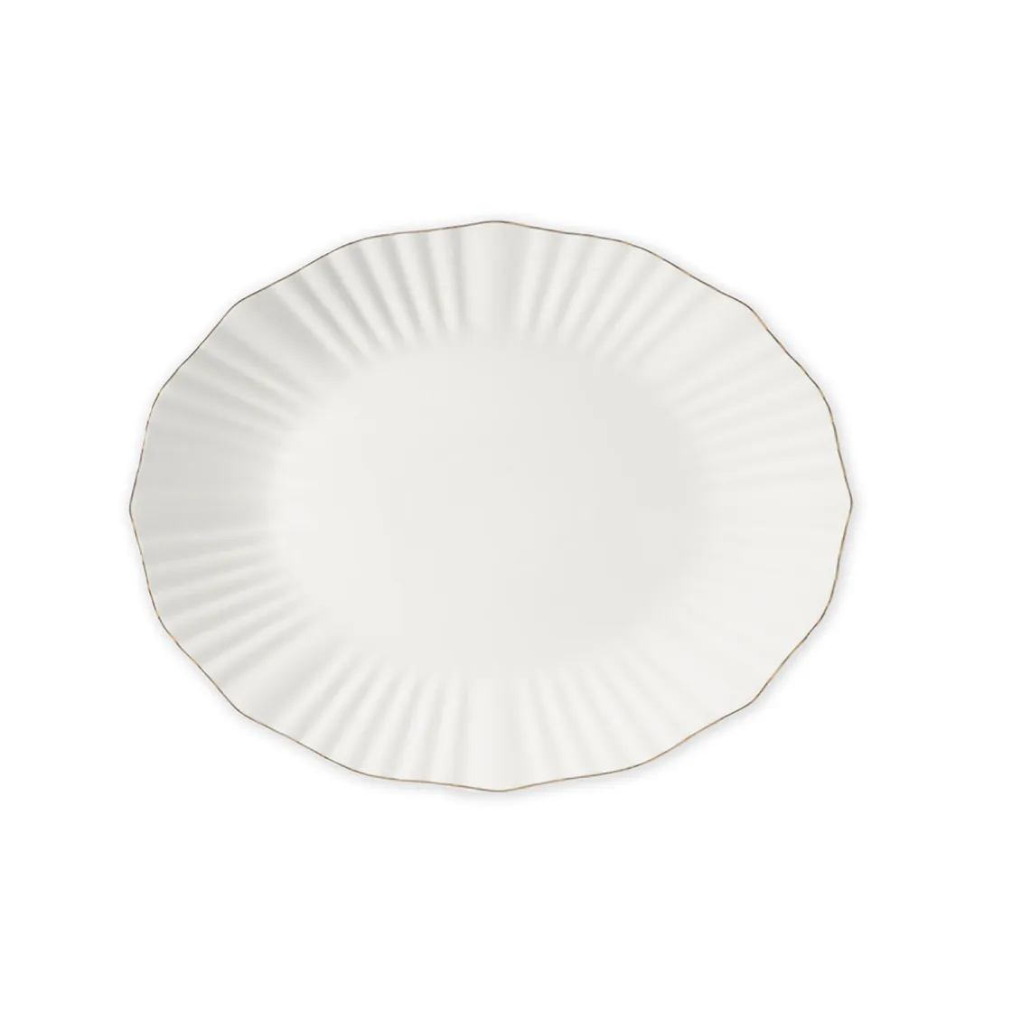hôma Cuencos, Fuentes Y Ensaladeras>Bandeja ovalada AUBREY blanca y dorada 38cm