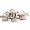 Cazuelas, Sartenes Y Hervidores>Batería Cocina 4 Pzas Inox C/Asas Bronce