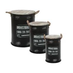 atmosphera Accesorios|Estilo Industrial>Bote Metálico C/Tapa Tam.2/3 46.5Cm