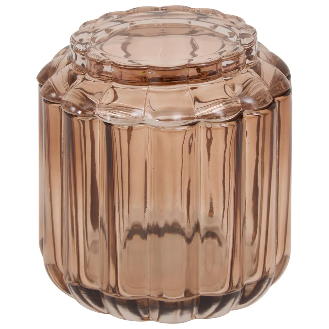 5five Accesorios De Lavabo>Bote para algodón FLOREA marrón de vidrio