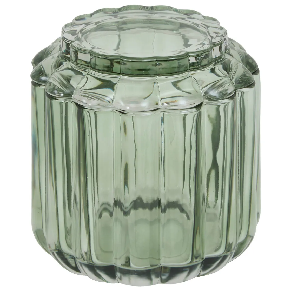 5five Accesorios De Lavabo>Bote para algodón FLOREA verde de vidrio