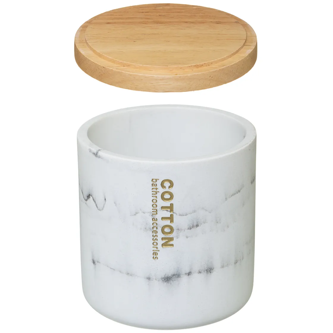 5five Accesorios De Lavabo>Bote Para Algodones Bambú Efecto Mármol