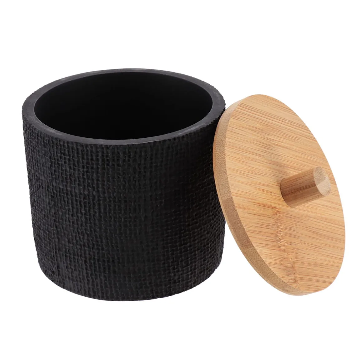 Accesorios De Lavabo>Bote para algodones con efecto malla negro