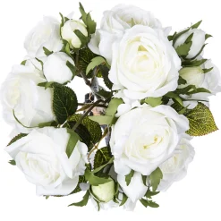 atmosphera Plantas Y Flores Artificiales>Bouquet 15 Rosas Blancas 40Cm