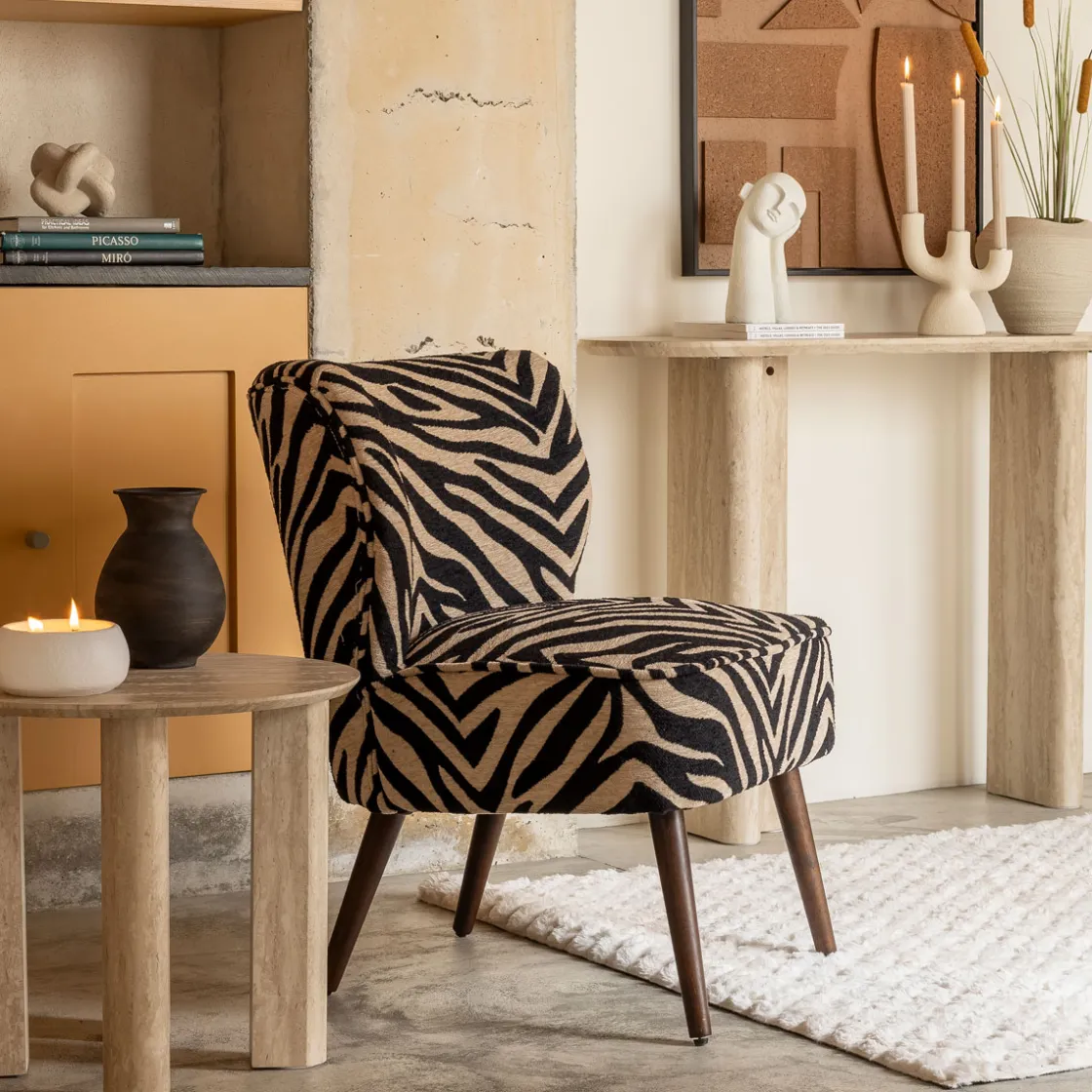 atmosphera Sofás Y Sillones>Butaca patrón cebra CHIARA 80cm