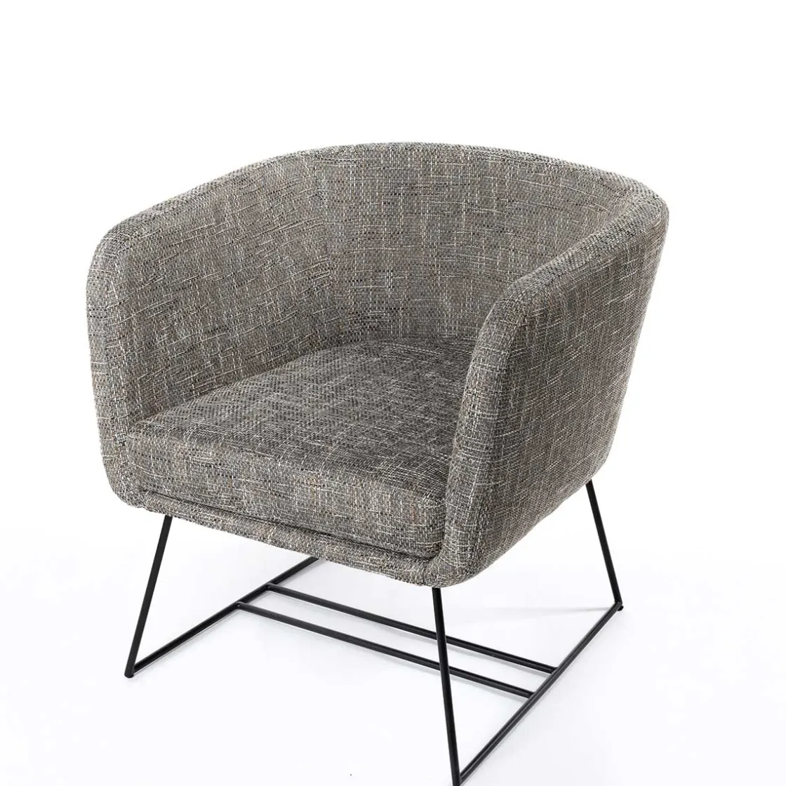 Sillas, Sillones Y Bancos|Estilo Rústico>Butaca TIM gris con patas metálicas negras