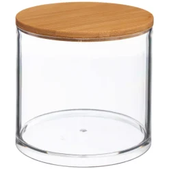 5five Accesorios De Lavabo>Caja Acrílica C/Tapa De Bambú P/Algodones