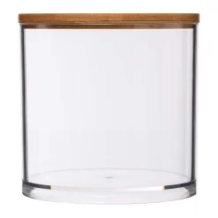 5five Accesorios De Lavabo>Caja Acrílica C/Tapa De Bambú P/Algodones