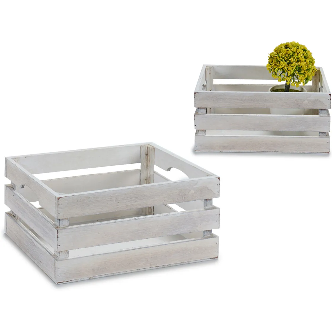 Cestas De Almacenamiento>Caja De Madera Blanca 21x15x11Cm