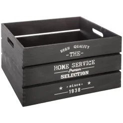 atmosphera Cestas Y Baúles|Estilo Industrial>Caja De Madera Factory Negra 40x30x22Cm