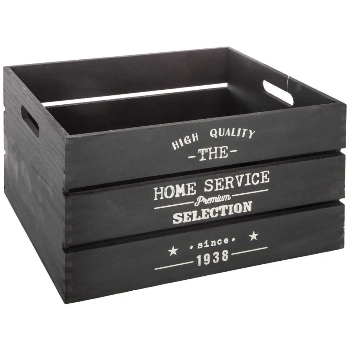 atmosphera Cestas Y Baúles|Estilo Industrial>Caja De Madera Factory Negra 40x30x22Cm