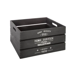 atmosphera Cestas Y Baúles|Estilo Industrial>Caja De Madera Factory Negra 31x21x16Cm
