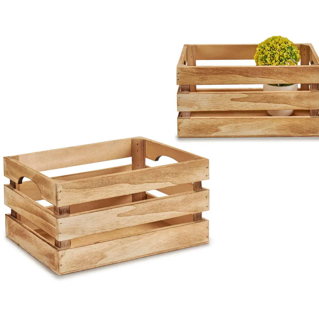Cestas De Almacenamiento>Caja De Madera Natural 21x15x11Cm