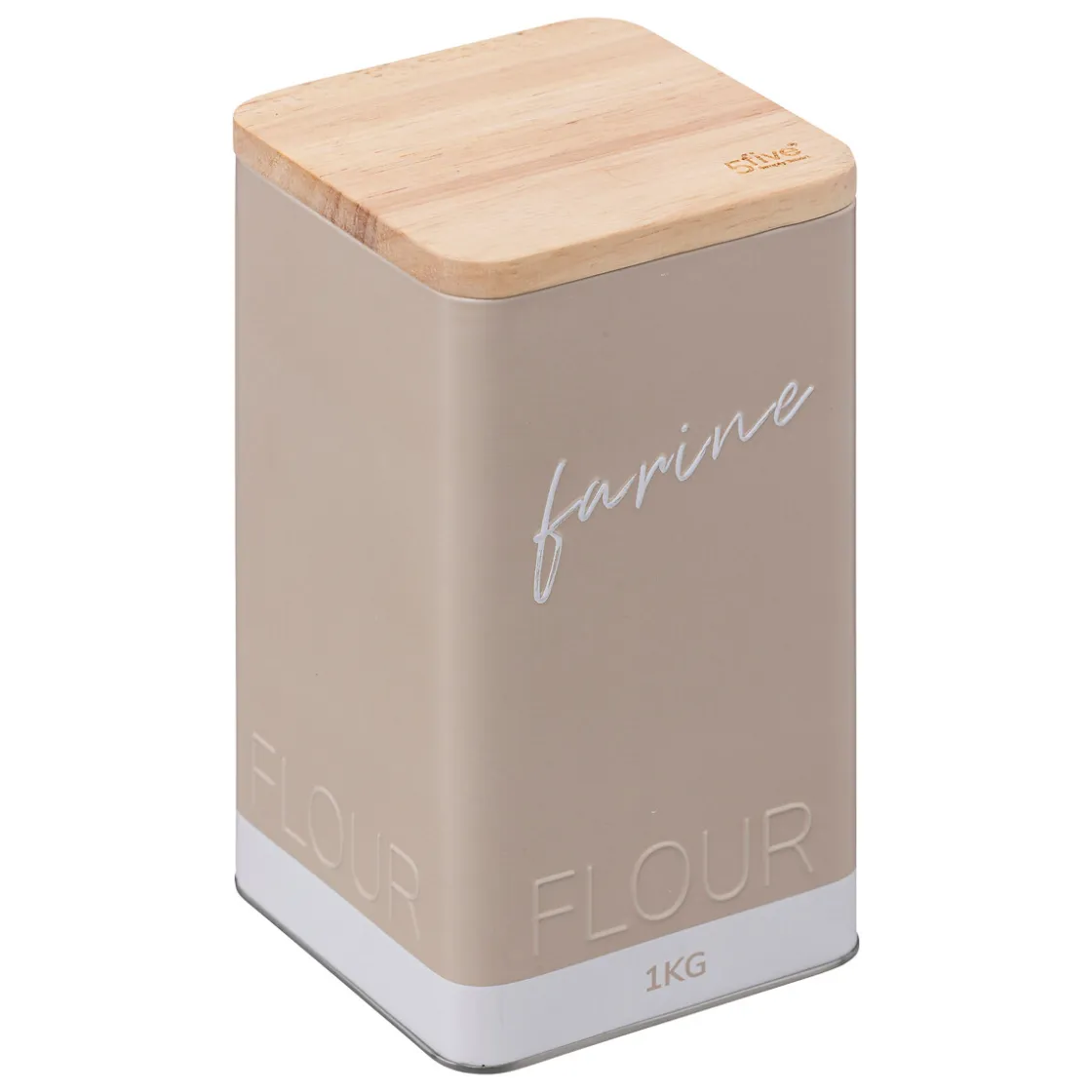 5five Cajas Y Frascos>Caja Para Harina Metálica Beige